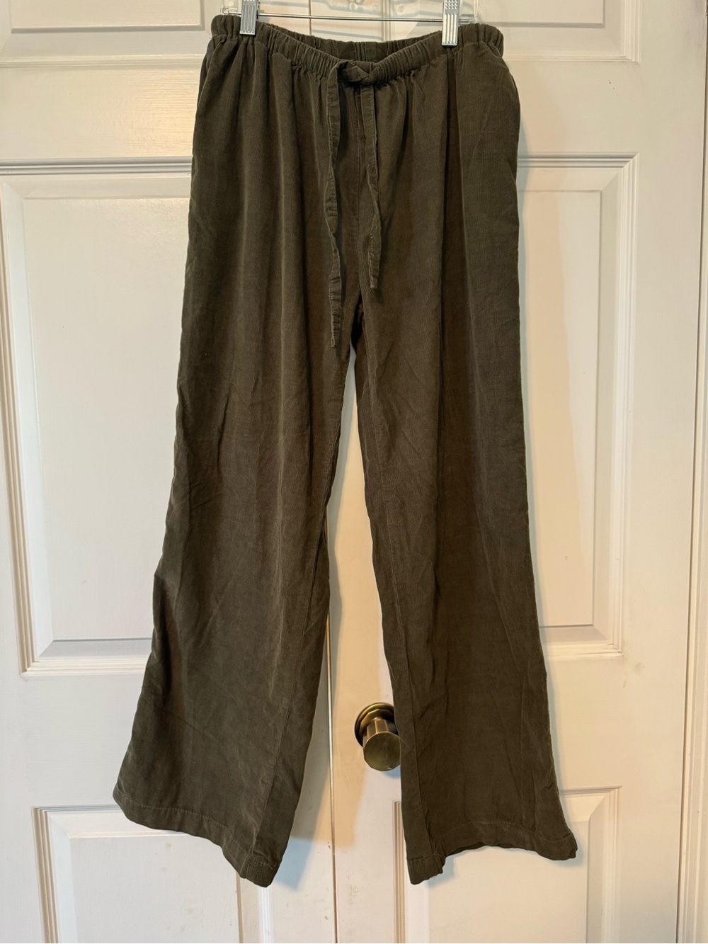 Velvet heart Relaxed Drawstring corduroy Pants - Olive green S